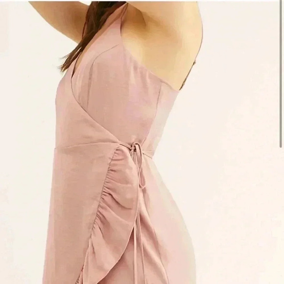 NWT Free People All My Love Shine Wrap Slip Dress in Rose Pink Large - Picture 3 of 5